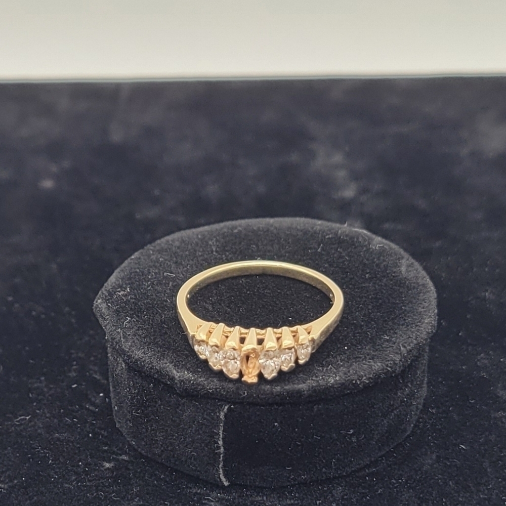 14k Gold Marquise Diamond Ring Size 5.5 1.99g Vintage Rare​​​